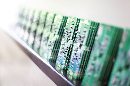 Row of printed circuit boards